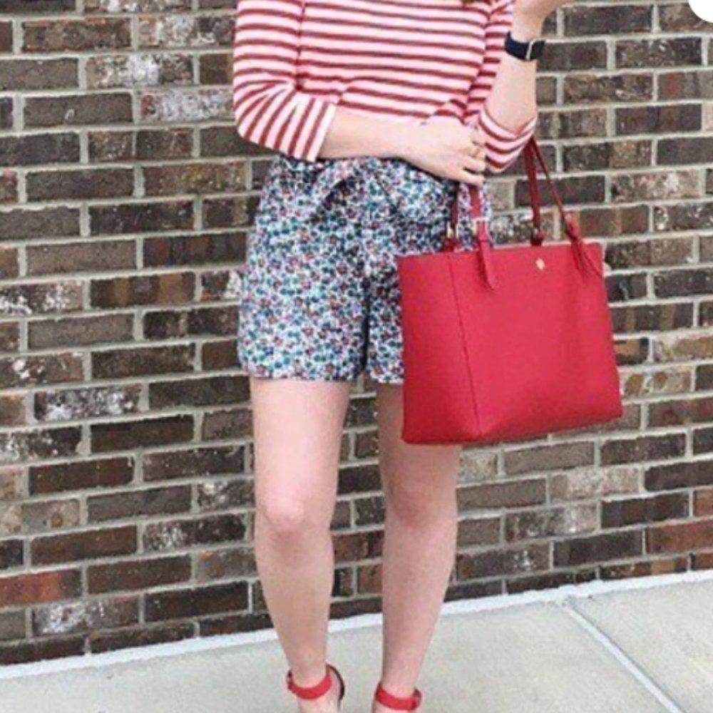 J. Crew High Waist Floral Tie Waist Shorts sz00